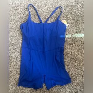 All in Motion Blue Brushed Sculpt Short Scoop Neck Bodysuit XXL